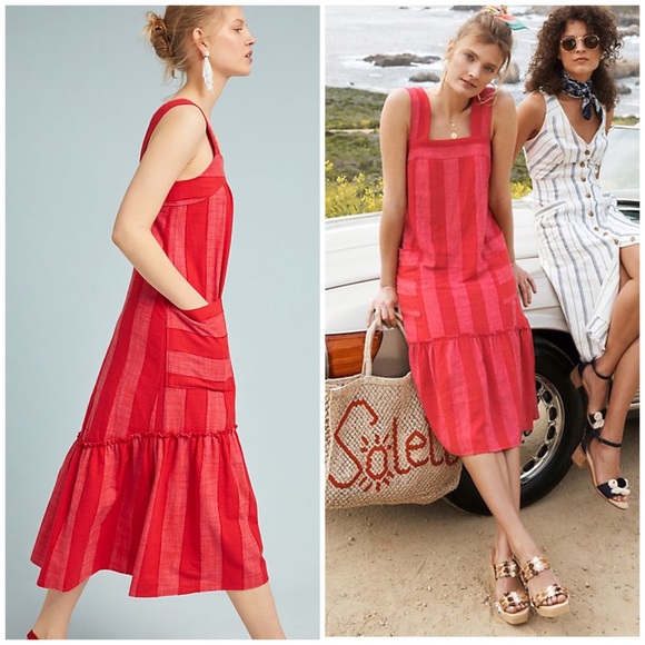 Anthropologie Maeve Red Tonal Summer Dress